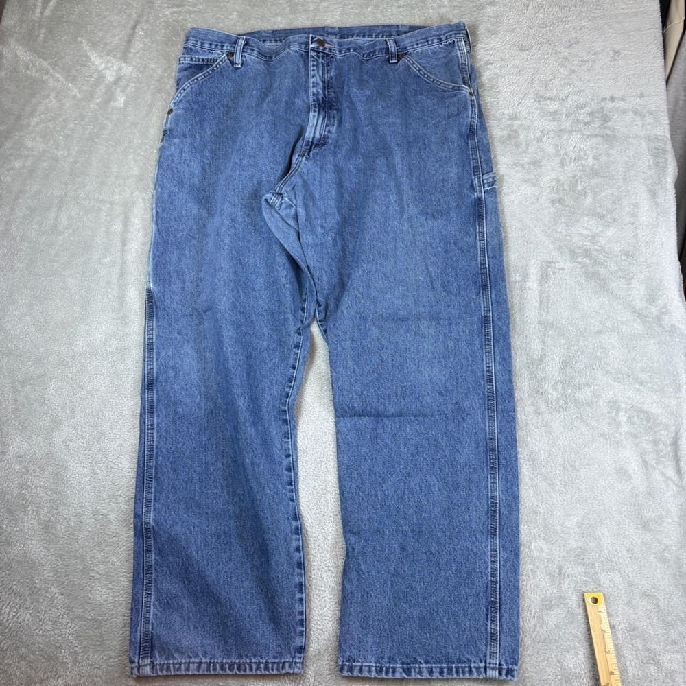 Wrangler‎ Jeans Mens 42x32 Carpenter Relaxed Blue Faded Whiskered Utility Work